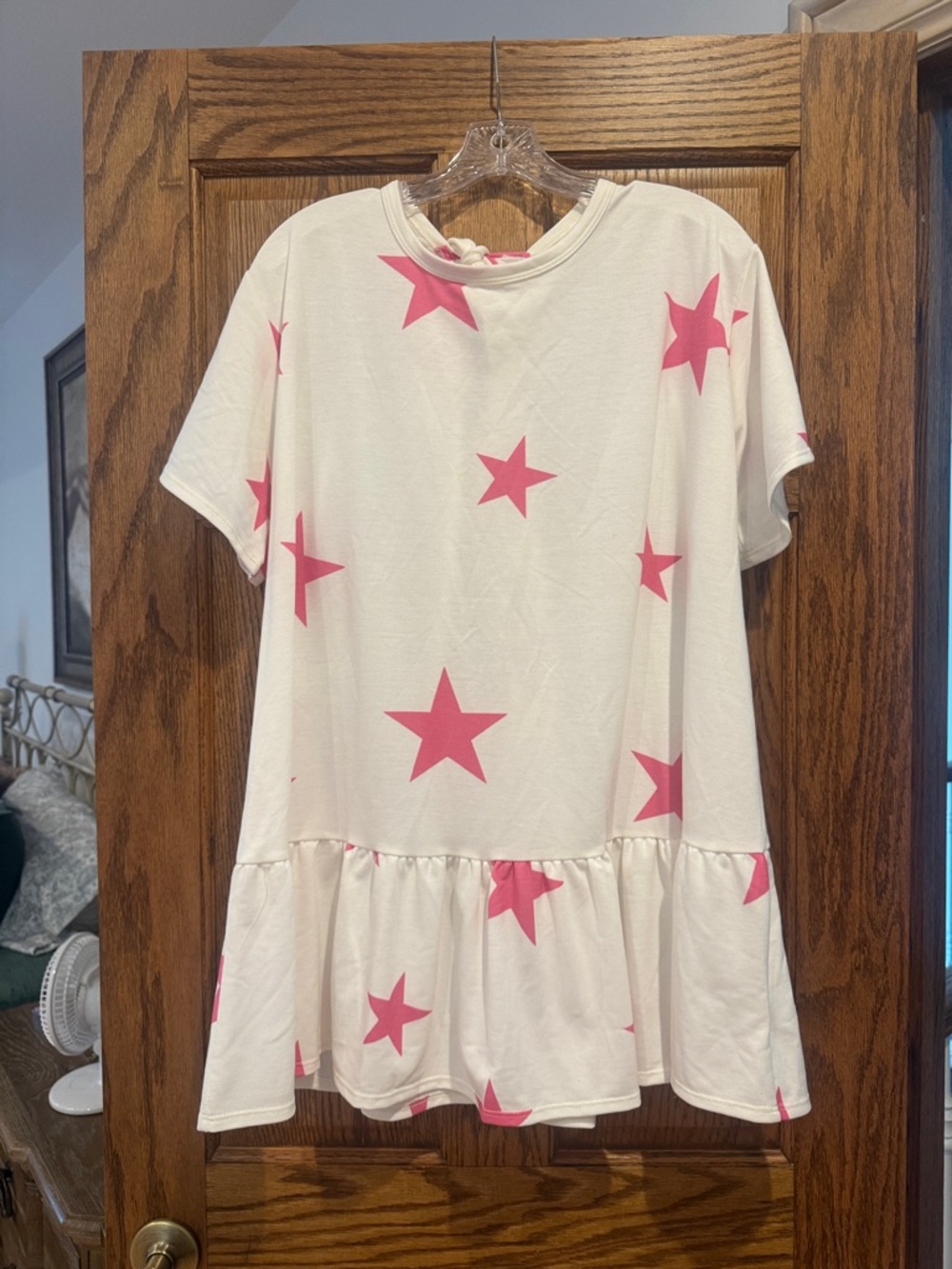 Fantastic Fawn White Tunic Dress with Pink Star Print